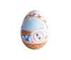 Easter wooden painted blue egg with a baby bunny