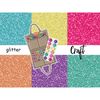 Bright multicolored sparkle digital glitters for crafting, stickers and planner. Contrasting purple, aquamarine, yellow, pink, orange and green crafting glitter