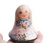 roly poly cute spring girl with bunny and bouquet of flowers