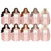 Set of pastel pink Boss Lady clipart. Curvy body positive long haired business women and boss babes with dark pink lipstick in white t-shirts and trendy pink bu