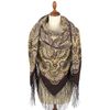 brown russian pavlovo posad woolen shawl size 148x148 cm 1857-16