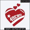 Super bowl svg, Unofficial 49ers Heart football SVG Valentine’s Day SVG, love football, niners SVG, niners valentines, California.jpg