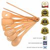 Wooden Spoons For Cooking 7-Pack – Bamboo Kitchen Utensils Set for Nonstick Cookware (Wooden Spatula, Cooking Spoon, Turner, Bamboo Tongs) – Wooden Utensils for