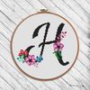 Cross stitch pattern the letter H black floral monogram.jpg