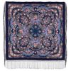 blue flowers rare pavlovo posad merino wool wrap shawl 1099-14