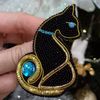 Brooch Cat, Decoration for clothes, Beautiful pin, Embroidery, Beaded Accessory, Gift for her,Jewelry,Animal decoration