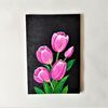Pink-tulips-painting-on-black-canvas-small-wall-decor-impasto-art.jpg