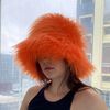 Bright orange hat. Faux fur bucket hat. Festival fuzzy neon hat.