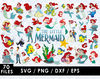 Ariel SVG, Flounder SVG, Sebastian SVG, King Triton SVG, Ursula SVG, Prince Eric SVG, Little Mermaid characters SVG, Disney princess SVG, Kids' room decor SVG,