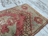 antique rug, mini oushak, narrow rug, rug with pink, vintage rug, framed rug, floor rug, turkish oushak rug, runner mat08.jpg