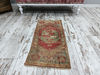 antique rug, mini oushak, narrow rug, rug with pink, vintage rug, framed rug, floor rug, turkish oushak rug, runner mat02.jpg