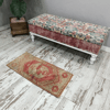 antique rug, mini oushak, narrow rug, rug with pink, vintage rug, framed rug, floor rug, turkish oushak rug, runner mat05.jpg