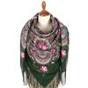 green shawl pink flowers pavlovo posad shawl wrap 1959-9