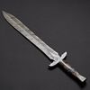 Custom Handmade Damascus Steel Double Edges Viking Sword, Hunting Swor.png