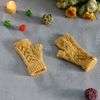 knit yellow mittens