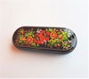 red poppies floral rassian glasses case hand painted