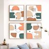 4 abstract posters in green and beige tones