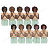 Set of pastel retro groove clipart with girls with ice cream. African American girls in retro pastel striped t-shirts and mint jeans hold a strawberry ice cream