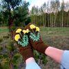 Olive-Mittens-With-Dandelions-Women-S-Winter-Fluffy-Mittens-Knitted