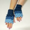 Blue-Scaly-Mitts-Women-S-Winter-Fluffy-Mittens-Knitted-Mittens