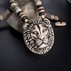 men's pendant necklace, beaded necklace, statement necklace, long necklace African necklace, men's jewelry, Lion necklace, Leo necklace.JPG