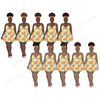 Set of bright summer clipart with girls with ice cream. African American body positive girls in retro dresses with a waffle cup and strawberry, vanilla and choc