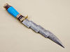 Handcrafted Custom Damascus Steel Hunting Knife with Turquoise Stone & Brass Handle (2).jpg