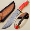 HANDMADE DAMASCUS STEEL HUNTING BOWIE KNIFE WITH TURQUOISE HANDLE GIFT FOR HIM (7).jpg