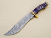 Unique Handmade Damascus Steel Hunting Bowie Knife with Resin and Brass Handle - Great Gift for Him (1).jpg
