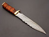 Custom Handmade Damascus Steel Hunting Knife with Brown Resin & Brass Guard Handle (5).jpg