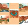 Road trip scenes bundle. Grand Canyon Scenes. Highway 66 against the backdrop of sunset and desert mountains. Horseshoe Bend on the Colorado River. Glen Canyon