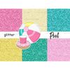 Pool sparkle digital glitters for crafting, stickers and planner. Summer texture set. Tropical glitter. Metallic green background. Yellow foil glitter. Green sp