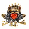 Princess Frog Brooch Gold Brass Amber Frog with Crown Animal Brooch Jewelry.jpg