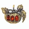 Pumpkin Brooch Autumn Brooch Halloween Jewelry Gold antique Brass Amber Brooch red orange jewelry new handmade brooch for women men .jpg