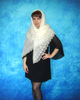 White thick dense Orenburg shawl, Hand knit Russian shawl, Ecru wedding stole, Ivory bridal cover up, Wool wrap, Handmade kerchief, Big scarf 7.JPG
