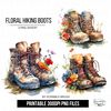 Watercolor Floral Hiking Boots Sublimation PNG.png