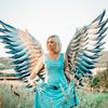Large Angel wings costume blue silver flexible wing.jpg