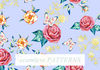 Picturesque bright seamless floral and butterfly pattern pink roses watercolor painted for wallpapers, textiles, cards, posters, prints on blue 2..jpg
