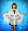 White crochet Russian shawl, Hand knit Orenburg shawl, Wool shoulder wrap, Goat down stole, Warm bridal cape, Openwork cover up, Kerchief, Gift for a woman 6.JP