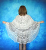 White crochet Russian shawl, Hand knit Orenburg shawl, Wool shoulder wrap, Goat down stole, Warm bridal cape, Openwork cover up, Kerchief, Gift for a woman 4.JP