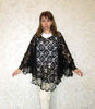 black downy women's poncho, large size openwork knitted blouse, gift for wife, gift for a woman.JPG