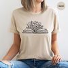 Reading Book Tshirt, Minimalist Flower Shirts, Floral Book Graphic Tees, Book Flowers Shirt, Gifts for Bookworm, Librarian Tshirts - 2.jpg