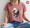 Watercolor Skulls Shirt, Groovy Graphic Tees, Cool Floral Skeleton T Shirt, Skeleton Clothing, Trendy Gift for Her, Birthday Gift for Women - 2.jpg