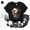 Watercolor Skulls Shirt, Groovy Graphic Tees, Cool Floral Skeleton T Shirt, Skeleton Clothing, Trendy Gift for Her, Birthday Gift for Women - 4.jpg
