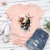 Watercolor Skulls Shirt, Groovy Graphic Tees, Cool Floral Skeleton T Shirt, Skeleton Clothing, Trendy Gift for Her, Birthday Gift for Women - 6.jpg
