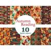 Bundle of watercolor autumn seamless papers, books and reading seamless patterns, autumn leaves tile pattern, bookworm digital papers, library printable paper,