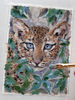 2 Small oil painting in a frame under glass - little leopard 4.7 -6.6 in (12-16.8 cm)..jpg