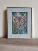 1 Small oil painting in a frame under glass - little leopard 4.7 -6.6 in (12-16.8 cm)..jpg
