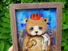 2 Small oil painting in a frame under glass -A little bear 5.9 - 3.9 in (10-15cm)..jpg