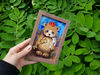 4 Small oil painting in a frame under glass -A little bear 5.9 - 3.9 in (10-15cm)..jpg